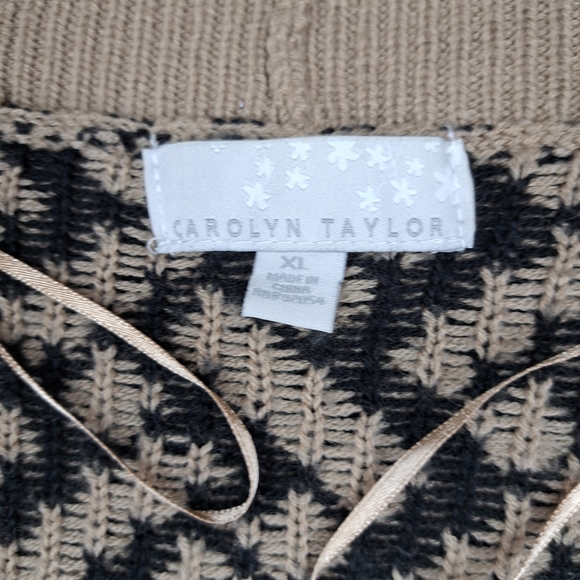Carolyn Taylor Black and Tan Geometric Cardigan Women's XL #44 - Picture 7 of 10